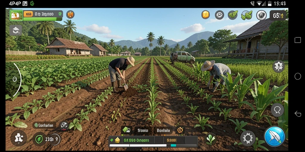 Tampilan gameplay 4P4P dengan aktivitas bertani yang menyenangkan.