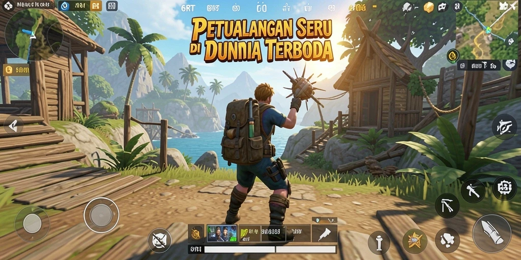 Screenshot gameplay 6RT menampilkan petualangan di dunia terbuka yang menakjubkan.