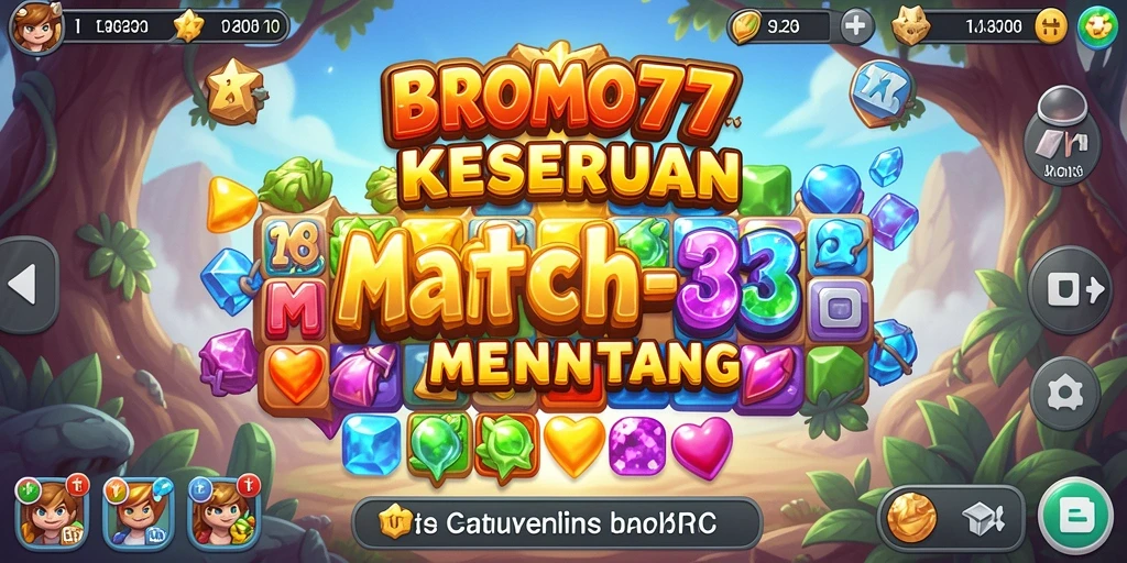 Tampilan gameplay menantang di BROMO77 dengan permata berwarna-warni.
