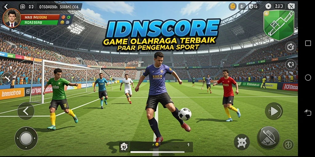 Screenshot dalam gameplay menunjukkan aksi seru di lapangan olahraga.