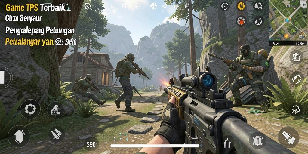 Tangkapan layar S80 menunjukkan aksi pertempuran mendebarkan dalam game TPS.