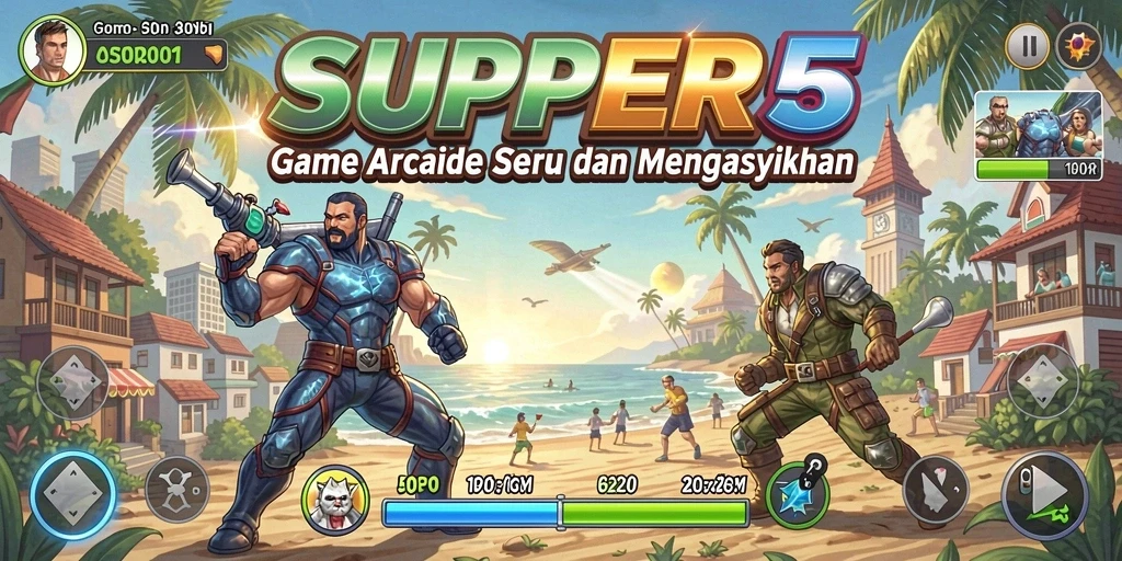 Tampilan seru gameplay <strong>SUPER5</strong> yang penuh aksi.