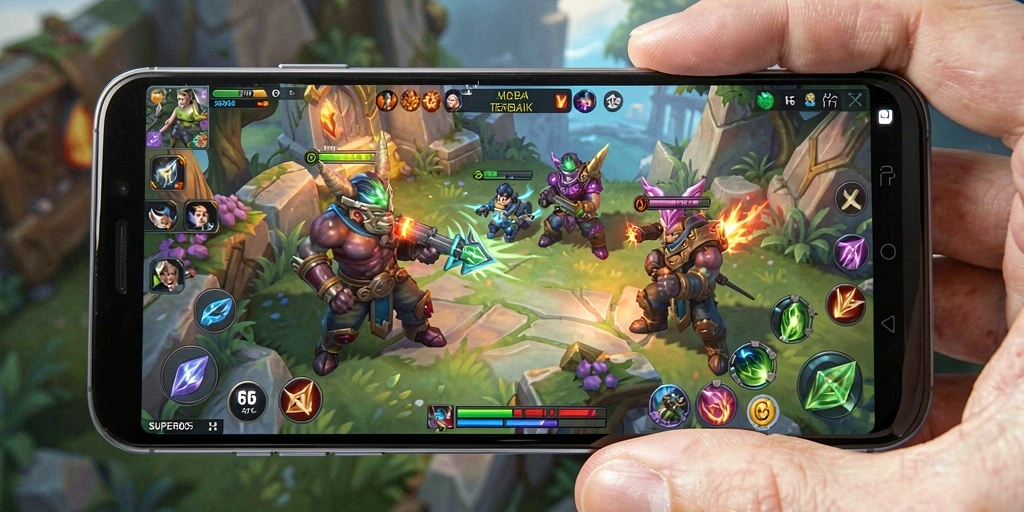 Tampilan aksi intens dalam gameplay MOBA SUPER805.