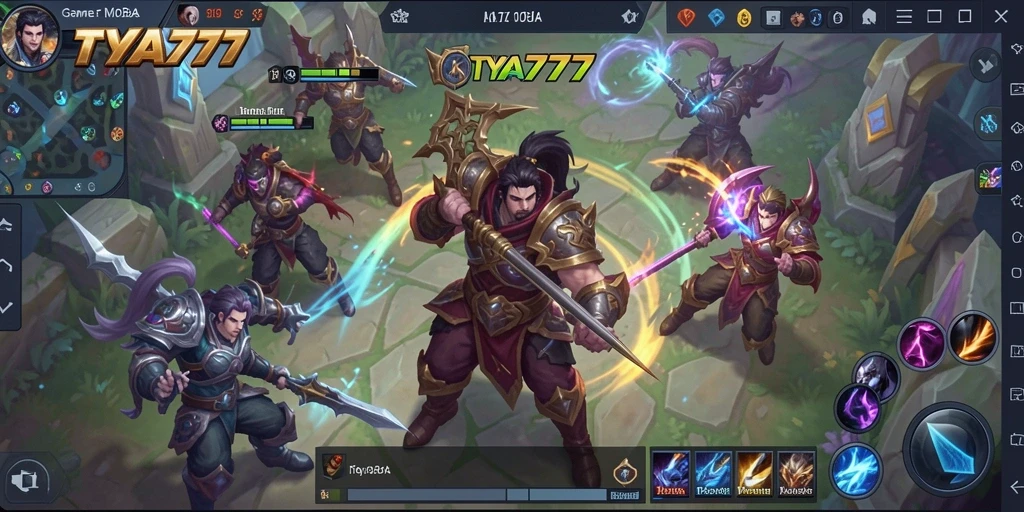 Tampilan seru dari gameplay TYA777 dalam pertarungan MOBA.