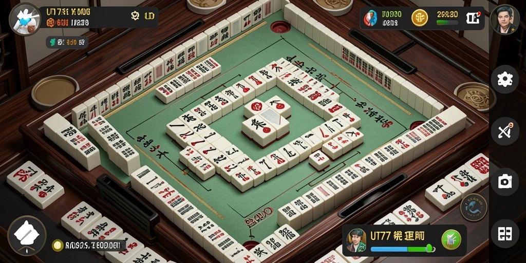 Tampilkan screenshot UT77 dengan gameplay Mahjong yang menarik.